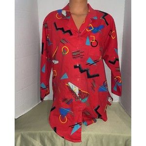 Vintage Harmal of New York abstract colorful Y2k 80s punk groovy Shirt Top M/L